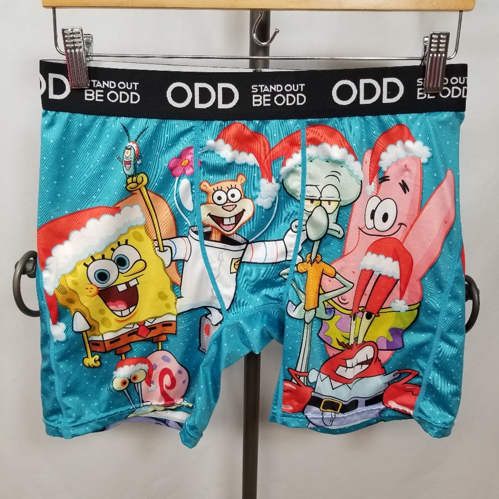 Stand Out Be Odd Teal Christmas Sponge Bob Box Brief Size Large